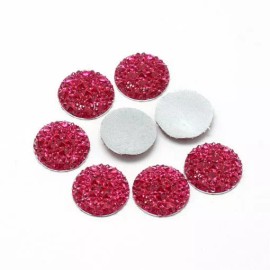 Unbranded 100 pcs Druzy Resin Embellishment Cabochons Pink Red – 12mm – Shimmer Style