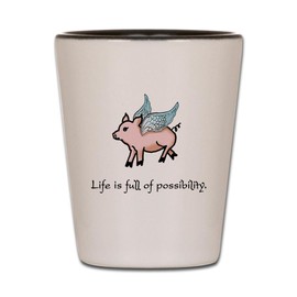 CafePress Flying Pig Shot Glass, Unique and Funny Shot Glass