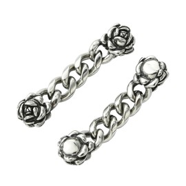 Stiesy 2 Pcs 5cm/ 1.97inch 316 Stainless Steel Bracelet Chain Extender for Men Antique Silver Rose Beads with Curb Chain Connectors Jewelry Extenders for Necklaces Bracelet Making