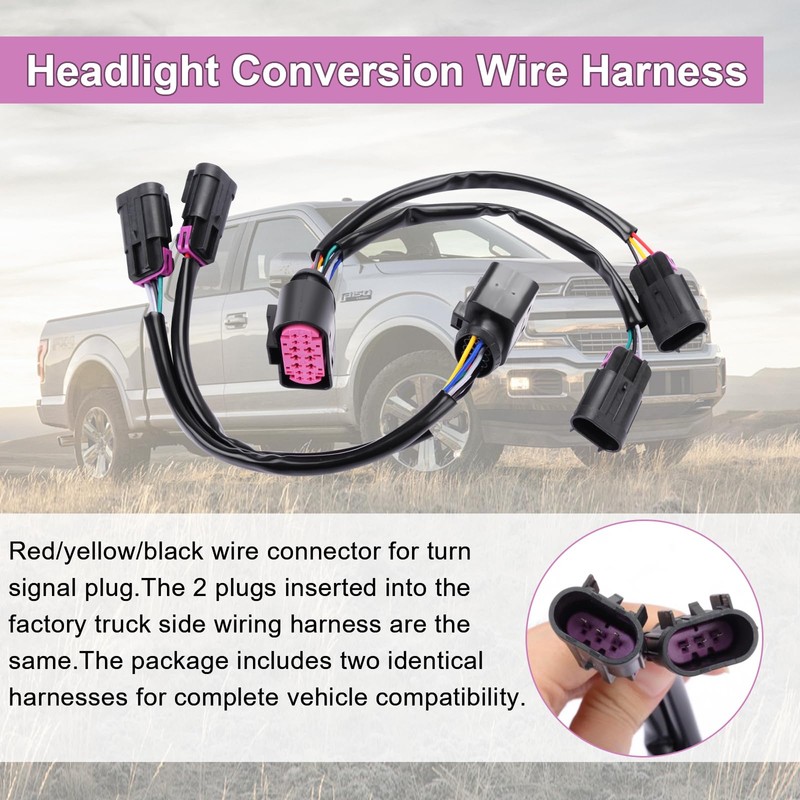 Headlight Conversion Wire Harness,Quad Housing to Projector Adapter Compatible with