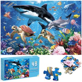 Pawparty Jumbo Floor Puzzle for Toddlers, 48 Piece Puzzle Educational for Kids, 3 x 2 Feet Gaint Toy (Undersea)