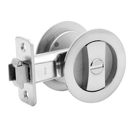 Dontay Pocket Door Privacy Lock, Flush Handles, 2-3/8" Backset, (Bed/Bath) Latch, Recessed Knob, Hardware for 1 3/8” to 2 3/16” Thickness Door(Excluding Edge Pull, Brushed Nickel, Round - 1 Pack)
