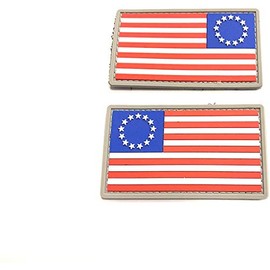 PakedDeals Betsy Ross Tactical PVC Morale Patch Hook & Loop USA Flag First Flag (Forward & Reverse)