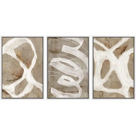 SIGNWIN Framed Canvas Print Wall Art Set White Brown Pastel Paint Strokes Shapes Abstract Illustrations Modern Art Decorative Nordic Chic Calm/Zen for Living Room, Bedroom, Office - 16"x24"x3 White