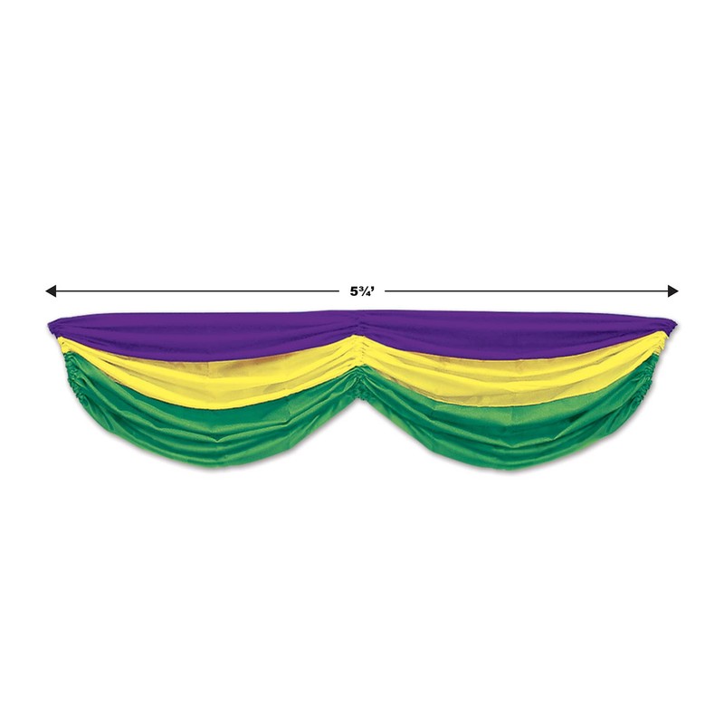 Mardi Gras Fabric Bunting (golden-yellow, green, purple) Party Accessory (1