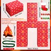 Fullhawl 34 Pcs 3D Artificial Red Brick Cardboard Fireplace 39