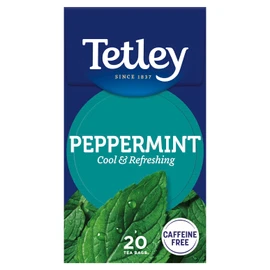 Tetley Tetley Fresh Mint Tea, Box of 20 Teabags C Sweet, Refreshing Peppermint & Spearmint Blend, Naturally Caffeine-Free Herbal Tea,Packaging may vary