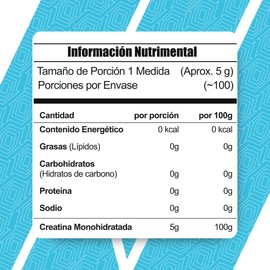 Meta Nutrition Creatina Monohidratada Creatine - 500 Gr, 100 Porciones, con Scoop incluido