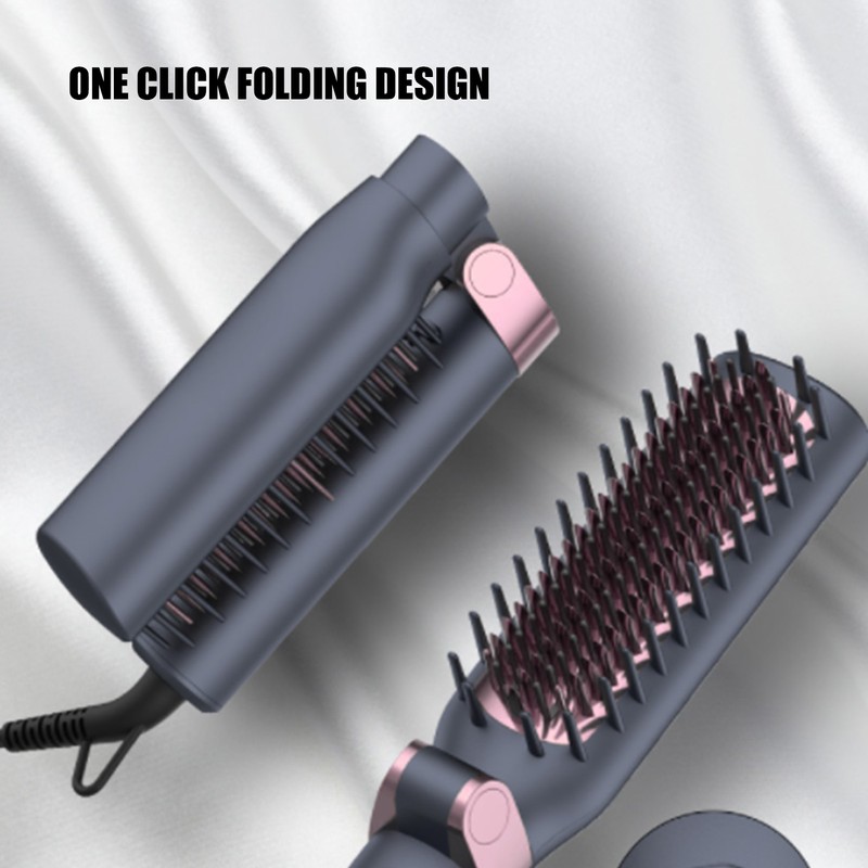 Hot Comb Electric Folding Design Ergonomic Handle Curls Straight Hair