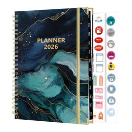 MOFELON Diary 2026-2026 Diary A5 Week to View, Jan 2026 - Dec 2026, Weekly & Monthly Planner, Academic Diaries 2026 with Twin-wire Binding, Hard Cover, 21.5 x 15.5 x 1.5cm - Black Gilt