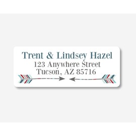 60ct - Arrow Return Address Blue Red and Grey Stickers/Labels (#322-1-WH)