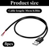 8 Pcs 1FT 22AWG USB 2.0 Male 2Pin Pigtail Cable,