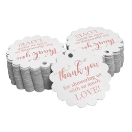 Inkdotpot Real Rose Gold Foil Thank You Baby/Bridal Shower Tags Favor Hang Paper Tags 100 Pieces
