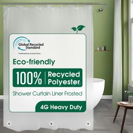 Bowery Home Eco-Friendly Recycled Polyester Shower Curtain Liner – Waterproof, Sustainable, Non-Toxic Shower Curtain Liner, with Rust-Proof Grommets, NOT Made in China - 72x72IN, 4G – Frosted