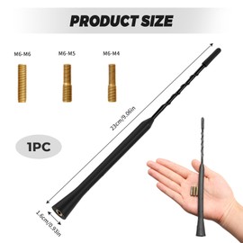 Universal Car Antenna Replacement for AM/FM/DAB Roof Car Radio, 23cm/9 Inch Roof Aerial Mast with M4, M5, M6 Adapters for Cars, Trucks, Vans, Motorhomes, Easy Installation and Reliable Reception