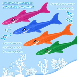 Jiuhao Diving Toys for Kids, 4 Pcs Summer Fun Swimming Pool Dive Toy Shark, Underwater Training Toys Diving Games Children's Gifts (Diving shark)