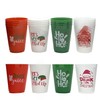 Cosiesnest 12Pcs Reusable Christmas Plastic Cups 450ML Red Party Cup