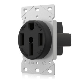 AIDA NEMA 14-50R 50 Amp 125/250 Volts 3 Pole, 4 Wire Grounded Flush Mount Range Outlet Receptacle for Dryers, RV, Ranges, Welders, Electric Cars, UL Listed, Black