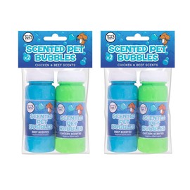 YöL Pack of 4 Pet Bubbles - Chicken Beef Scented Meaty Dog Puppy Interactive Toys Playtime Non Toxic