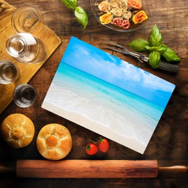 Coastal Shoreline Waves Sandy Beach Kitchen Glass Cutting Board Ocean Decorative Gift (Ocean)