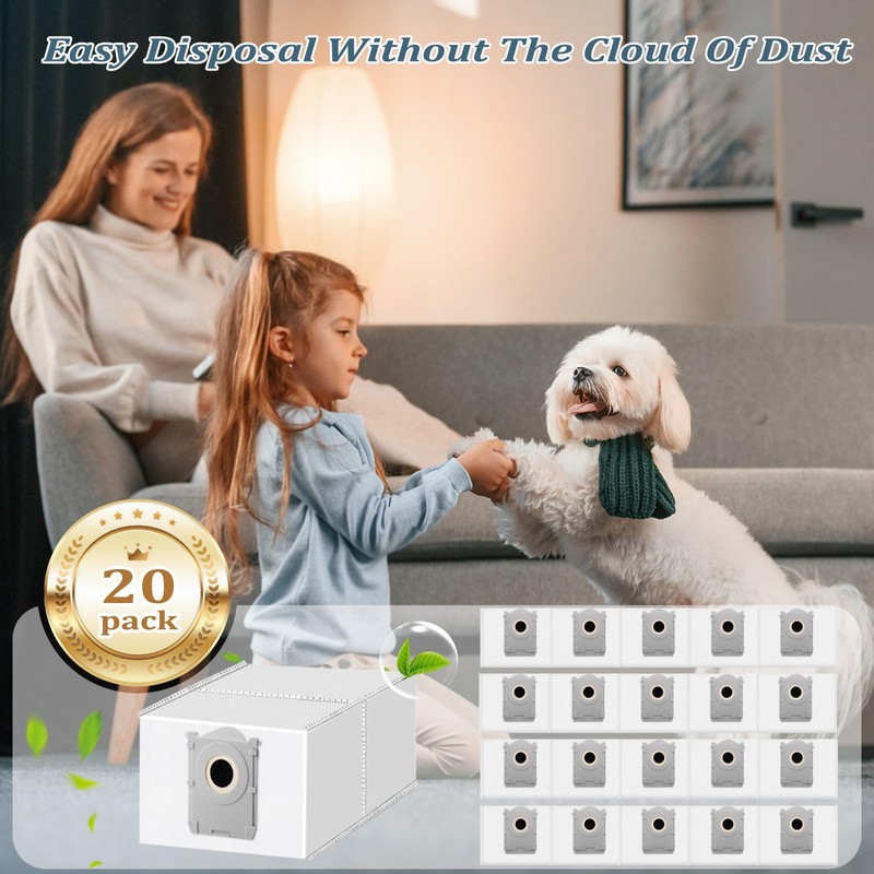 20 Pack Replacement Dust Bags Compatible with ECOVACS DEEBOT X9