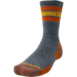 CloudLine Merino Wool Hiking Socks for Men and Women - Cushioned, Soft, Anti-Blister, Moisture Wicking, Made in USA - Grey/Orange, Size X-Large, 1 Pair