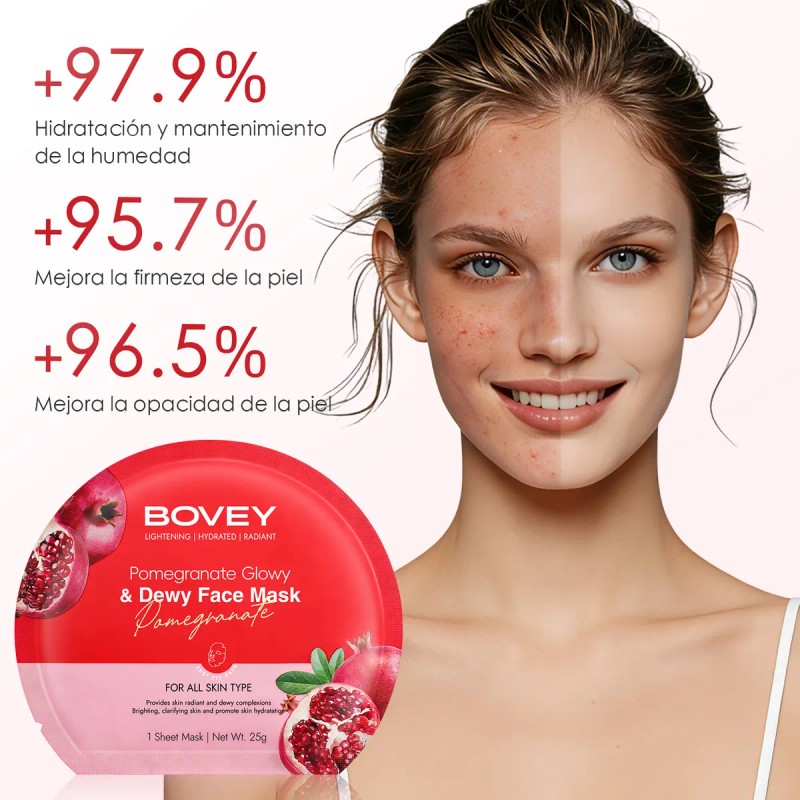 🔥 7pcs mascarilla facial de granada hidratante y reafirmante todo