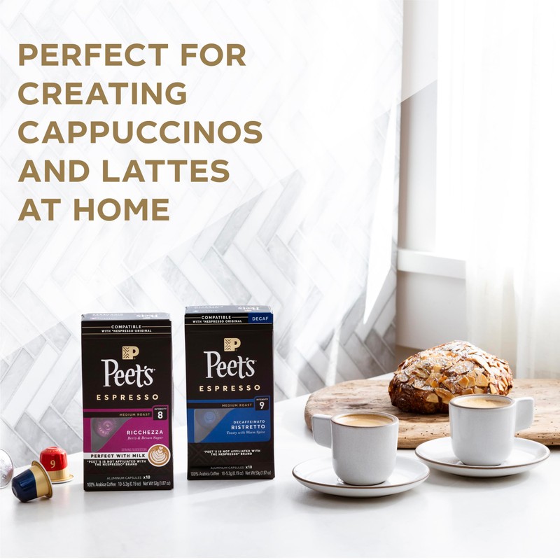 Peet's Coffee, Dark Roast Espresso Capsules Compatible with Nespresso Original