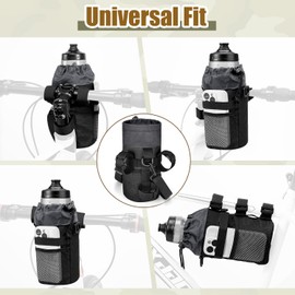 WOTOW Bike Water Bottle Holder - Universal Bike Cup Holder with Adjustable Shoulder Straps and Mesh Pockets, Insulated Drink Holders for Cruiser, Scooter, Mountain Bike & Wheelchair