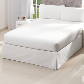 Colchas Concord | Rodapié Blanco - Falda para Cama King Size 1.99 x 1.90 m Color Blanco