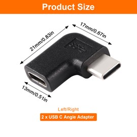KUOQIY 2 PCS Left and Right Angled USB Type-C, USB C Angle Adapter, Type C 3.1 Male to Female Adapter, for Laptop Tablet Phone