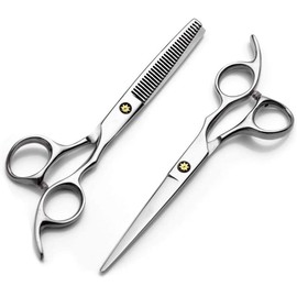 Hair Scissors, Scissors Sets 2 Extra Sharp Hairdressing Scissors Stainless Steel for Thinning and Texturing Modelling Professional Hairdressing Sets Perfect Haircut for Men and Women