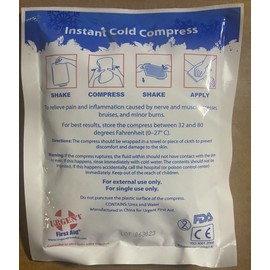 Urgent First Aid Instant Cold Packs, 5" x 6" (4" x 5" Cold Area) Disposable Cold Compresses 4PK