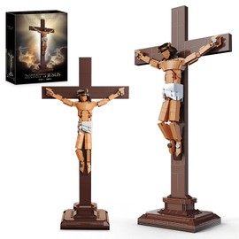Vziimo Jesus Cross Building Set, Little Jesus Crucifix Building Block, Religious Creative Toys for Home Office Decor, Christian Toys Father Day Graduation Birthday Gifts for Teens Adult 14+ (588PCS)