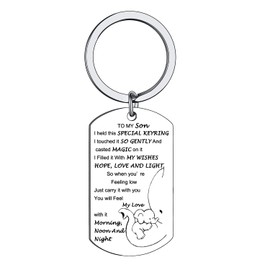 BESPMOSP Son Gifts Inspirational Keyring Christmas Birthday Gifts for Son from Mom Dad Keychain to Teen Boys Best Wishes Hope Keyring My Love With It Morning, Noon, And Night (Son Keyring)