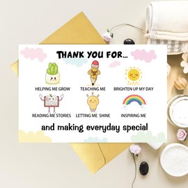 RUALOVE Cute Thank You Card For Teacher Dad Mom, Teacher Appreciation Gifts for Women Men, End of Year Thank You Card Student, Lovely Thanks Card Birthday Card For Teacher Dad Mom Parent