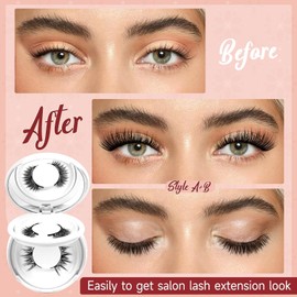 Higu clace Magnetic Eyelashes, Magnetic Eyelashes Without Eyeliner, Magnetic Eyelashes with Applicator, Eyelashes Magnetic Natural Look, No Glue Required Eyelashes Magnetic (SET-A+B)