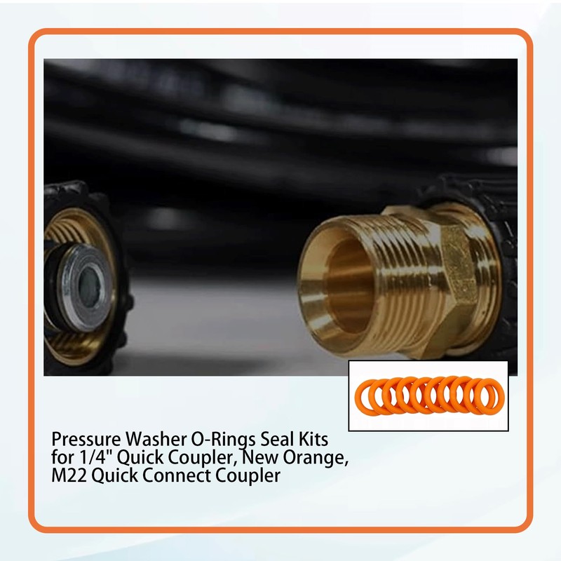 1/4" Pressure Washer Quick Coulper QD Colored O-Rings, M22 Quick