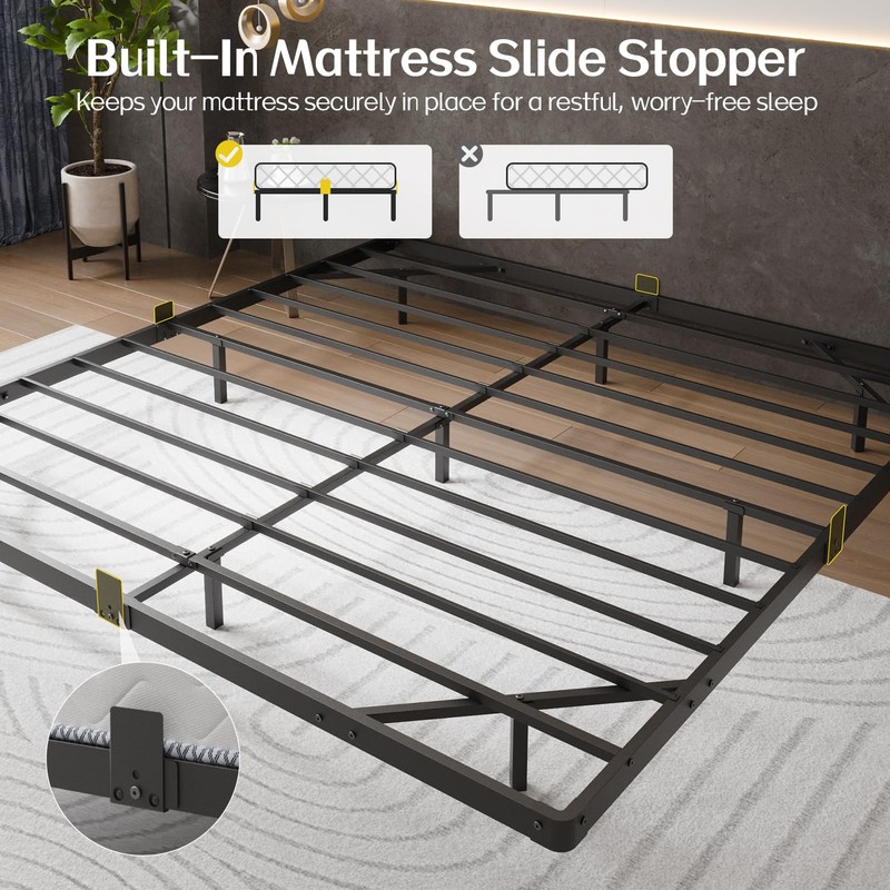 King Size Floating Bed Frame with Smart LED Lights and