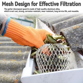 otuiaim Aluminum Alloy Gutter Guards [6-Pack] - Mesh Filter Strainer for Down Pipe Protection, Flexible Gutter Screen Covers Protectors for Downpipes, Moss, Muck, Mud, Balls and Other Debris