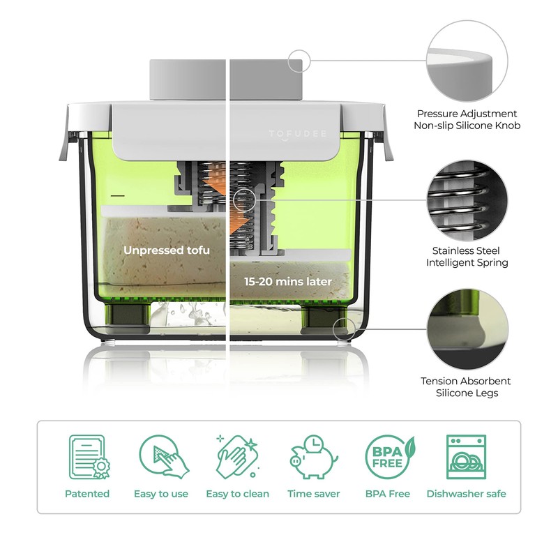 TOFUDEE Tofu Press for Vegan - Dishwasher Safe & BPA