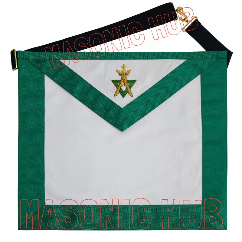 Handcrafted Lambskin Green Masonic Allied Degree and Member Apron for