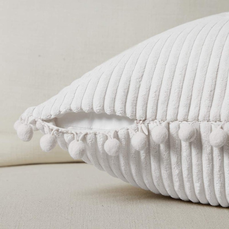 Fancy Homi Set of 2 White Decorative Throw Pillow Covers