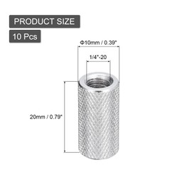 QUARKZMAN Pack of 20 Knurled Thumb Nuts, 1/4 Inch - 20 x 20 mm Hand Nut P Nut Made of Aluminium Alloy Camera Tripod P Nut Locking Adjustment Nut for 3D Printers, Silver