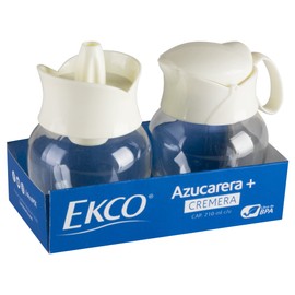 Juego de Azúcar y Crema de 210 ml. EKCO, Hechos de Cristal con tapa Plástica