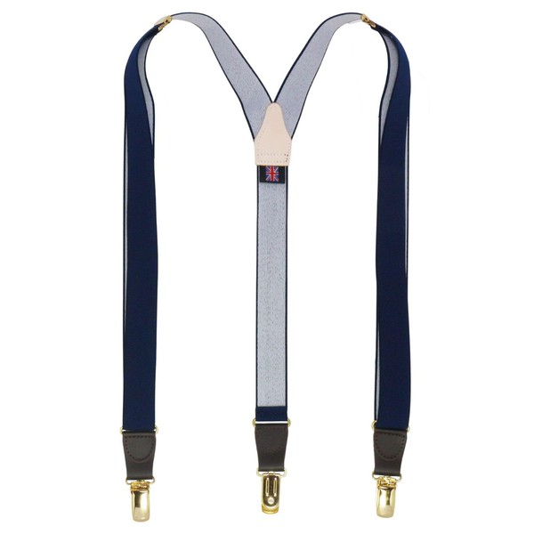 ALBERT THURSTON sp0289 Albert Thurston Suspenders, Slim, Navy, Gold Hardware,