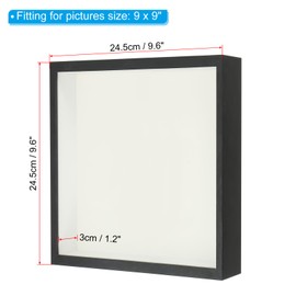 PATIKIL 9x9 Shadow Box Frame, Wooden Dried Flower Floating Photo Frame Acrylic DIY Display Case for Flowers Ticket Crafts and Photos, Black