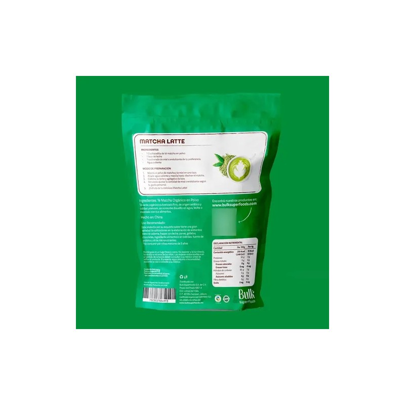 Té Matcha 500g 100 Orgánico Y Natural Bulk Superfoods