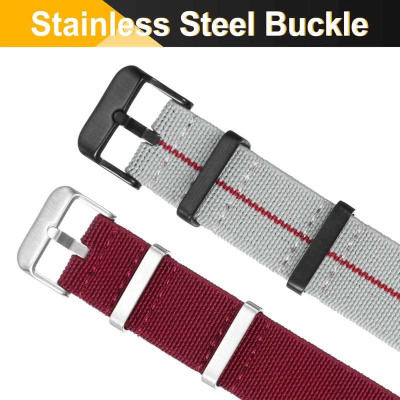 HARFINGTON Elastic Nylon Watch Band 22mm One-Piece French Watch Strap
