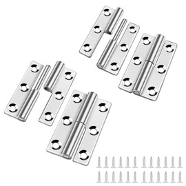 Pack of 4 Removable Hinges 2.5 Inch, Door Hinge 304 Stainless Steel with Screws, Removable Hinge, Foldable Door Hinges, Furniture Hinges for Door, Furniture, Cabinet, Folding Table, Wooden Box, 64 mm